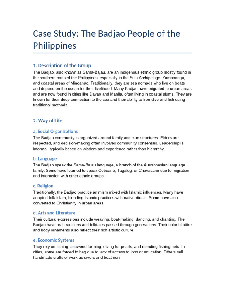 Understanding Badjao Culture and Identity | PDF | Ethnicity | Cultural ...
