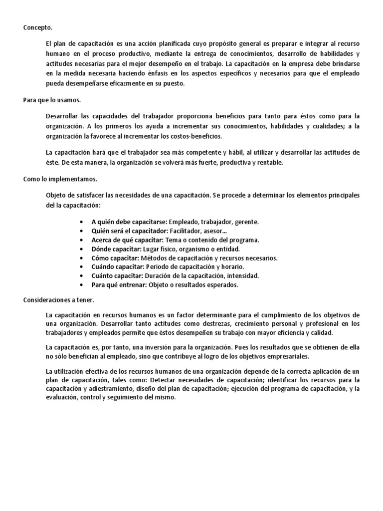 Plan de Capacitación Efectivo para Empleados | PDF