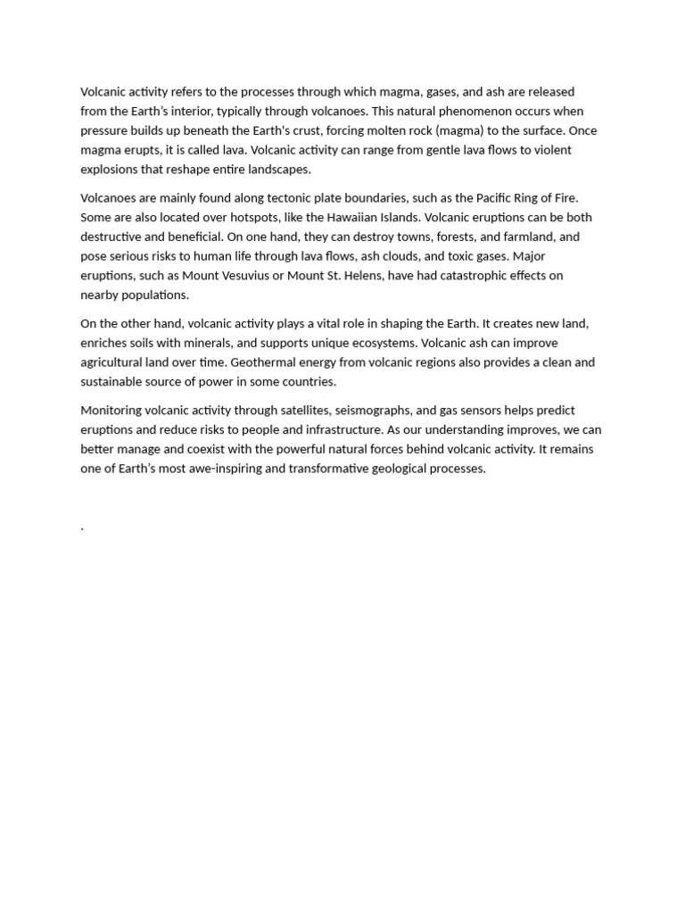 Understanding Volcanic Activity and Eruptions | PDF