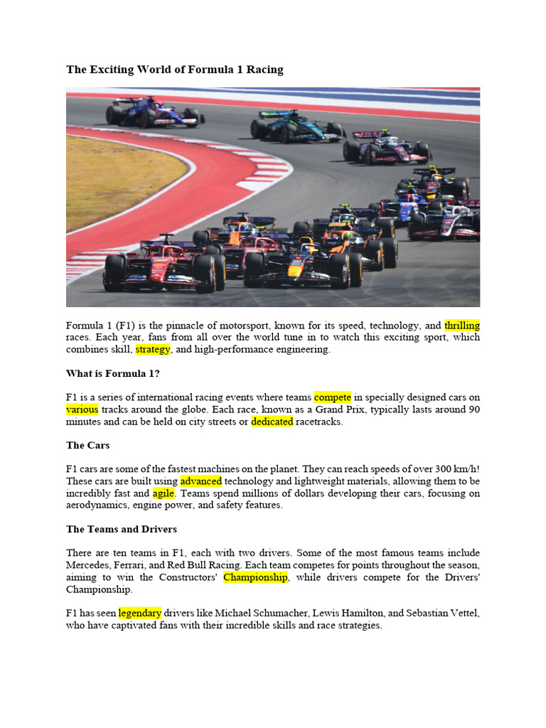 The Thrill of Formula 1 Racing | PDF | Formula One | Auto Racing