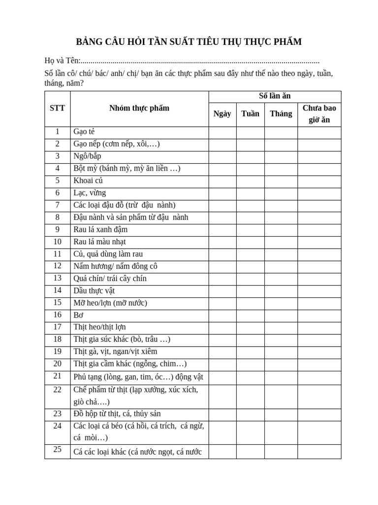 FFQ - Detailed | PDF