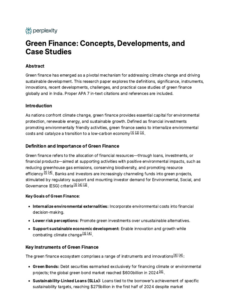 Global Trends in Green Finance | PDF | Sustainability | Climate Change ...