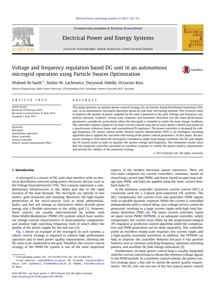 Voltage and Frequency Regulation Based DG Unit in An Autonomous ...