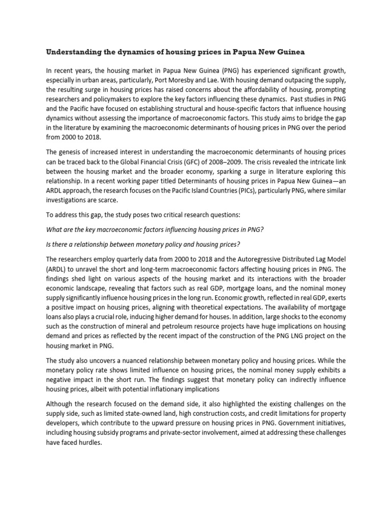Macroeconomic Factors in PNG Housing Prices | PDF | Macroeconomics ...