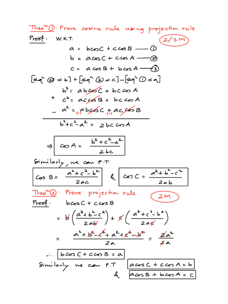 Proof of Theorem 1: Cosine Rule | PDF | Classical Geometry | Mathematics