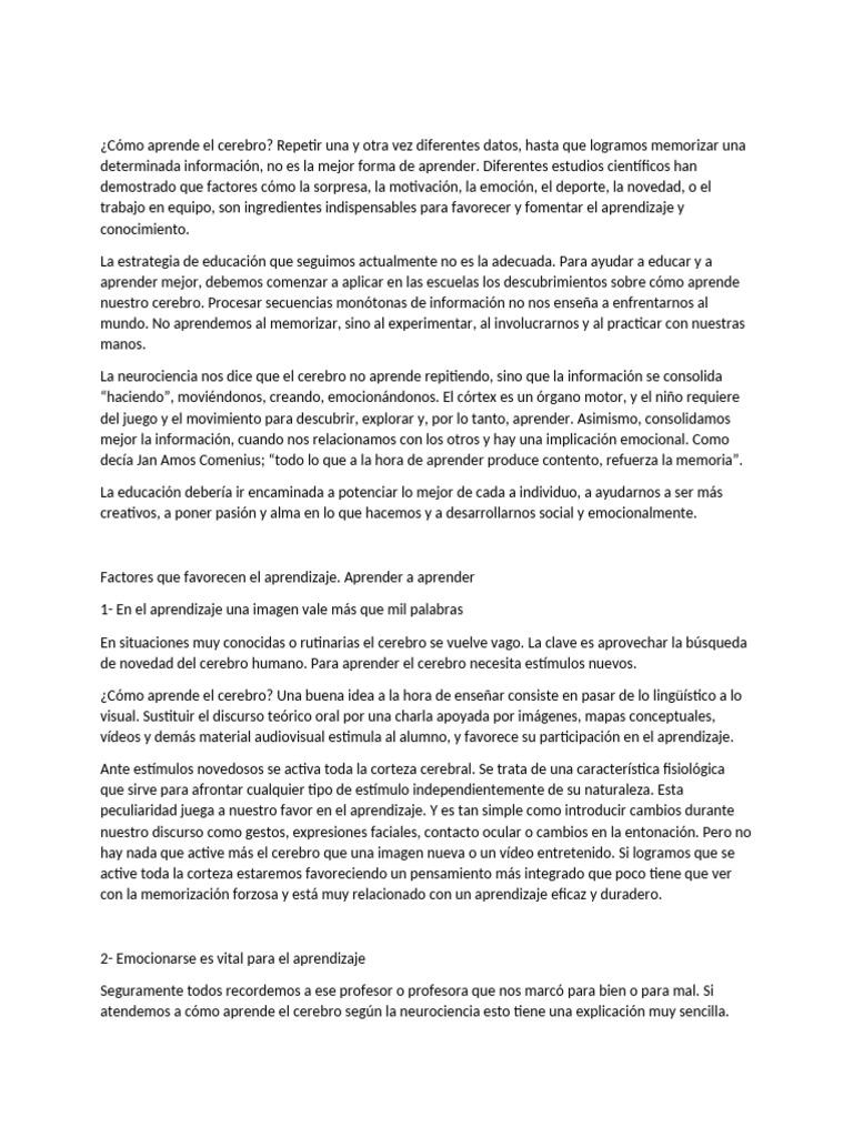 Claves para un Aprendizaje Efectivo | PDF | Aprendizaje | Las emociones