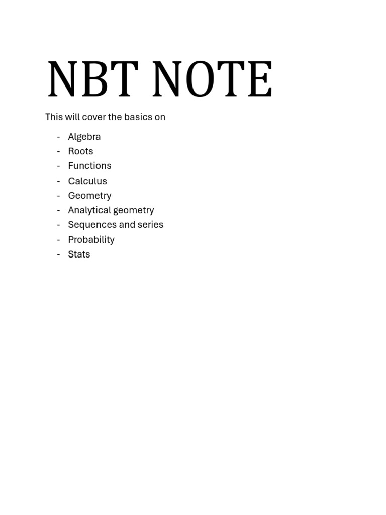 NBT Notes: Math Concepts Overview | PDF | Equations | Polynomial