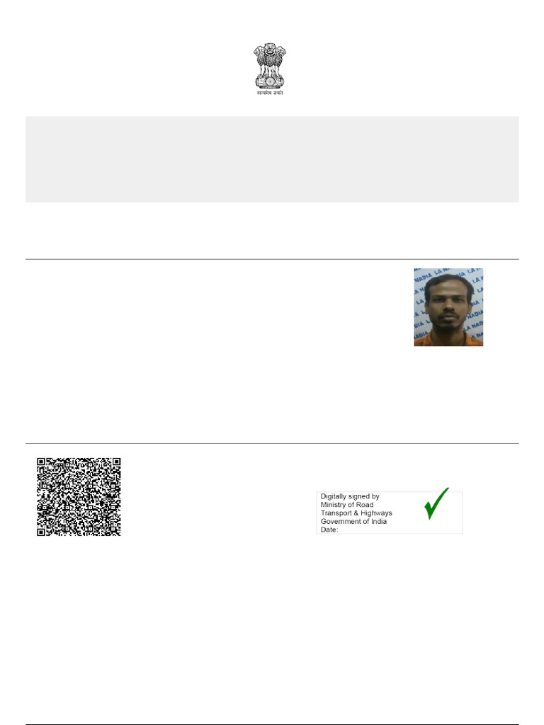 Union of India Driving License Details | PDF