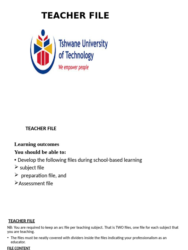 GSD 11 Teacher File Guidelines | PDF