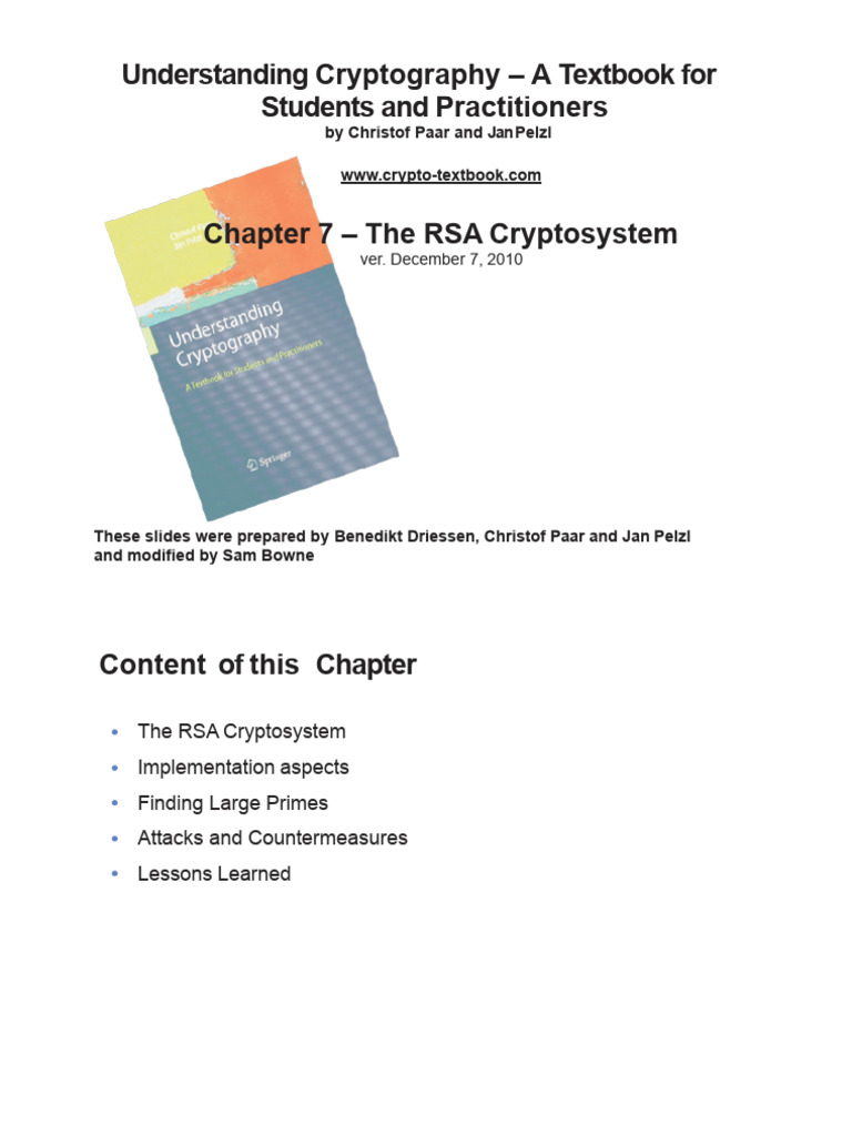 RSA Cryptosystem Overview and Python Guide | PDF | Cryptography ...