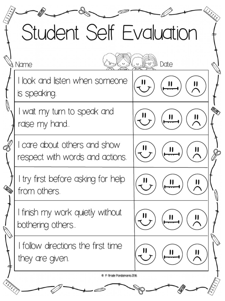 1st Grade Student Self Evaluation | PDF | Cyberspace | World Wide Web