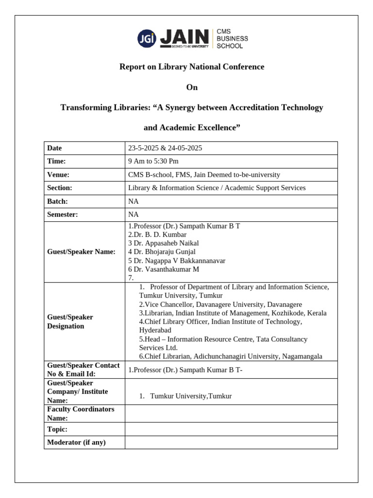 Conference Event Record Format | PDF | Libraries | Librarian