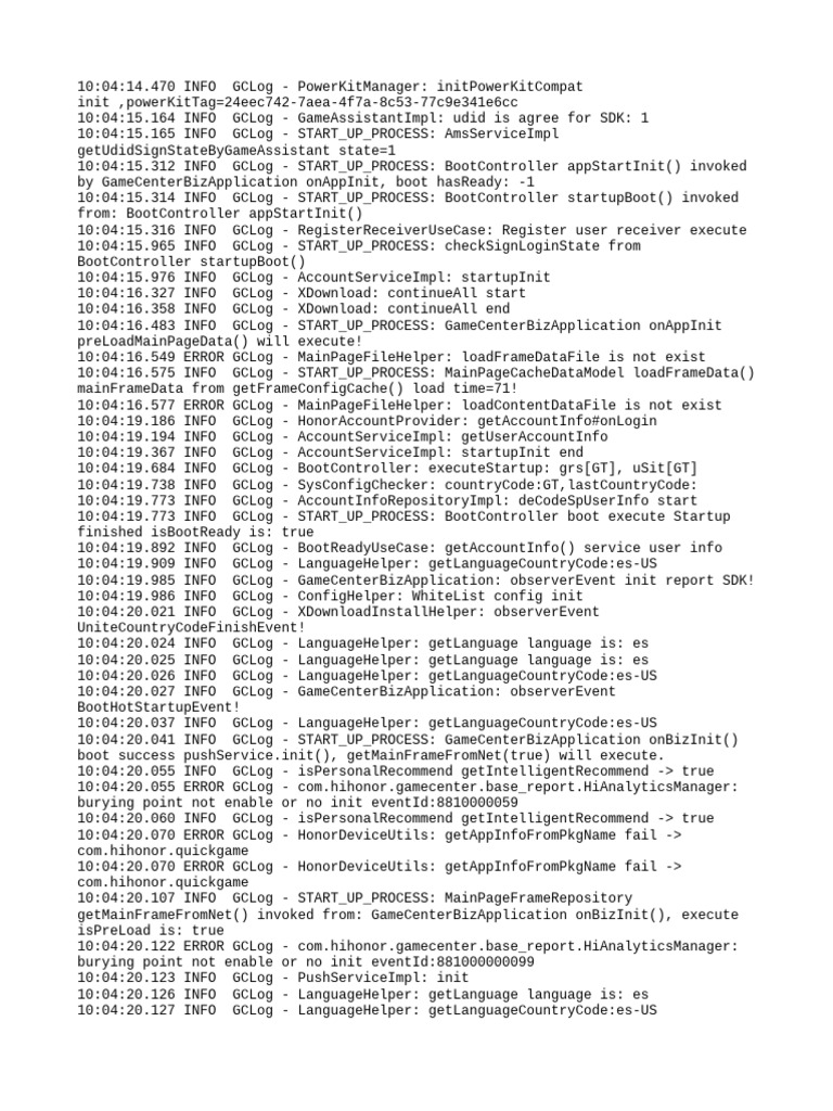 Game Center Startup Log Analysis | PDF | Computing | Internet Standards