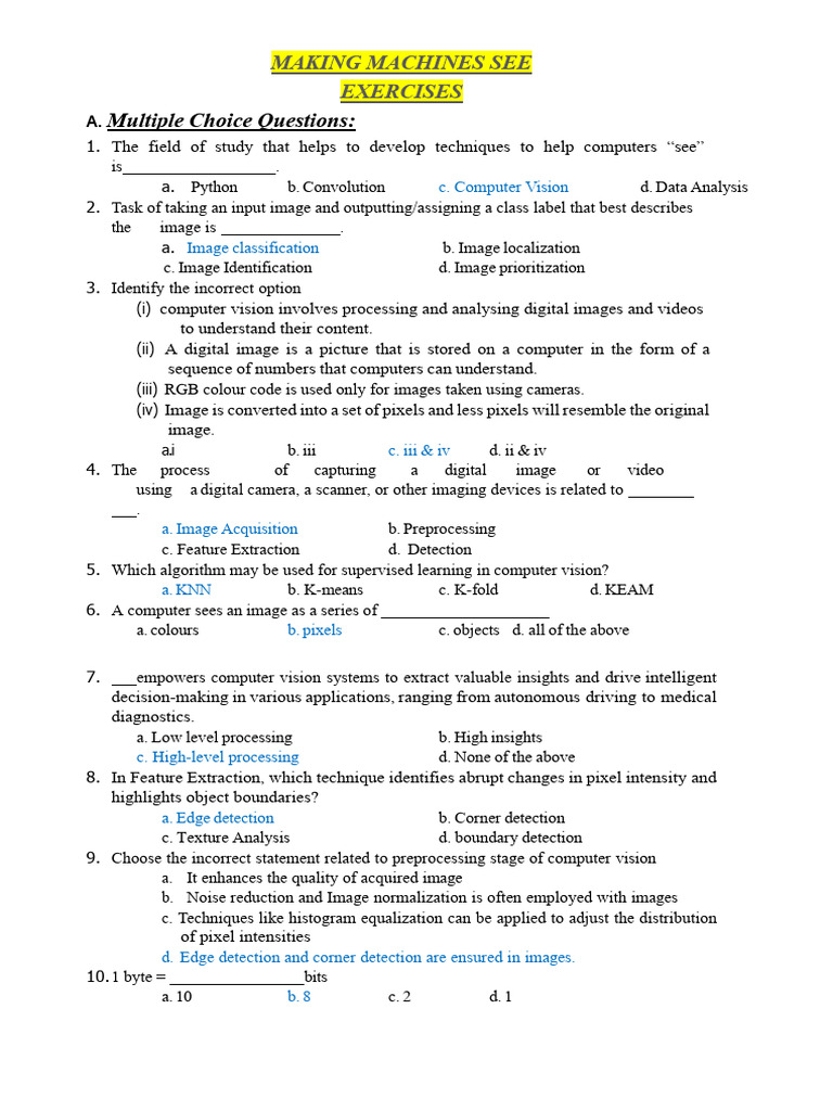 Computer Vision Exercises and Insights | PDF | Computer Vision | Image ...