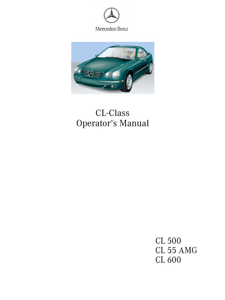Mercedes Cl55amg Cl500 Cl600 Owners Manual 2002 PDF National