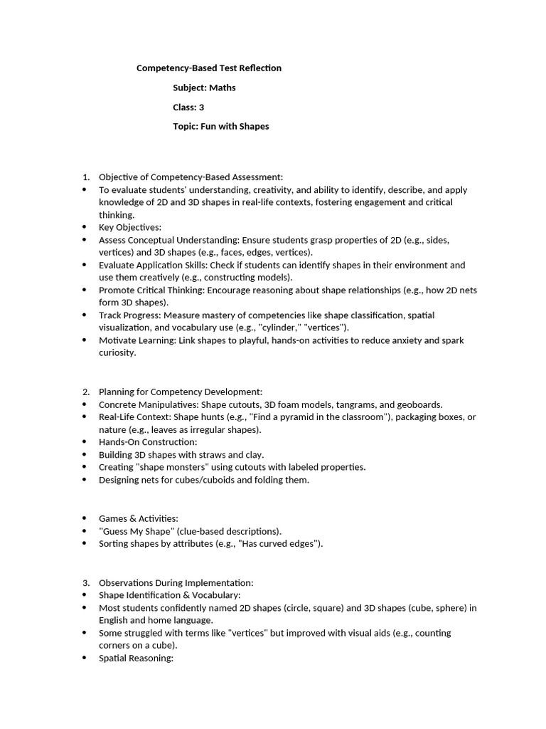 Competency Based Reflection | PDF | Shape | Creativity