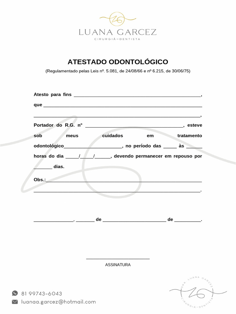 Atestado Odontológico: Modelo e Exemplo | PDF