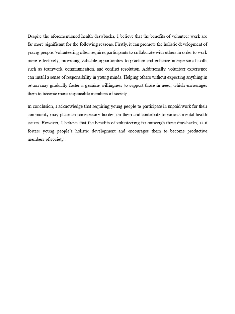 Benefits of Youth Volunteer Work | PDF