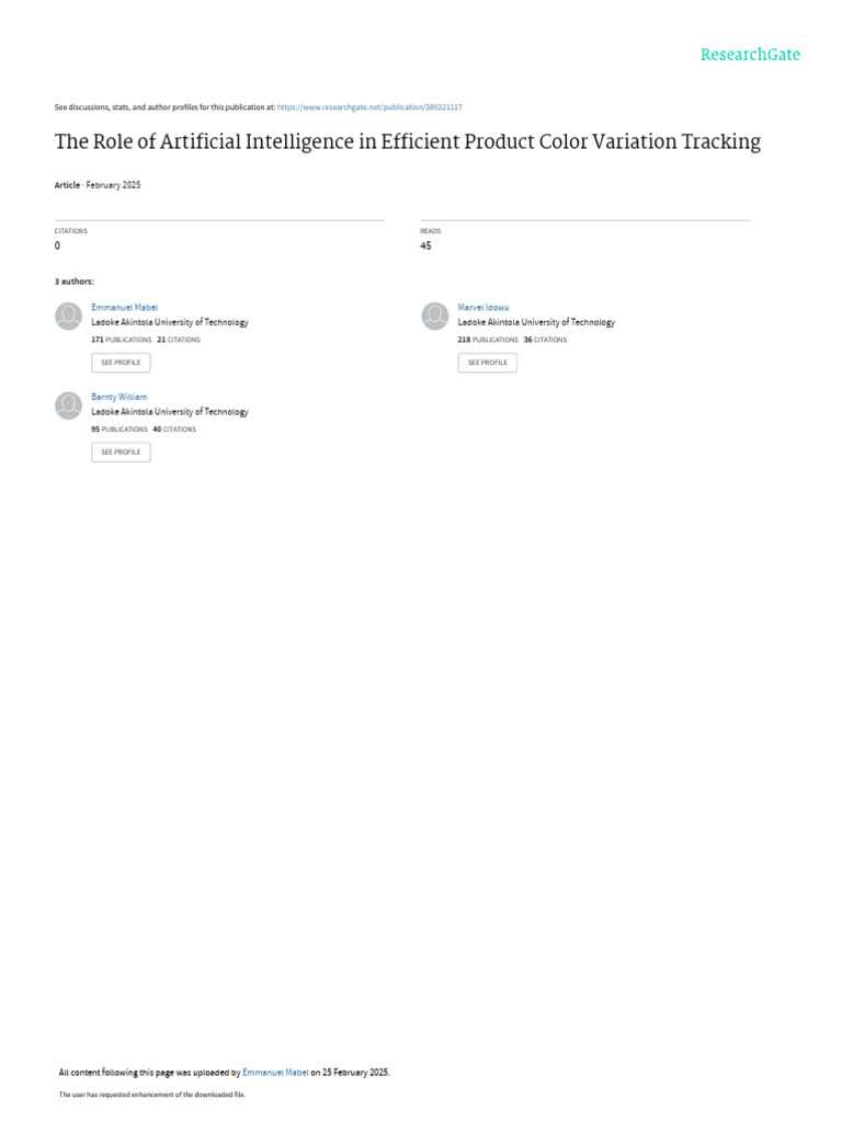 The Roleof Artificial Intelligencein Efficient P | PDF | Artificial ...