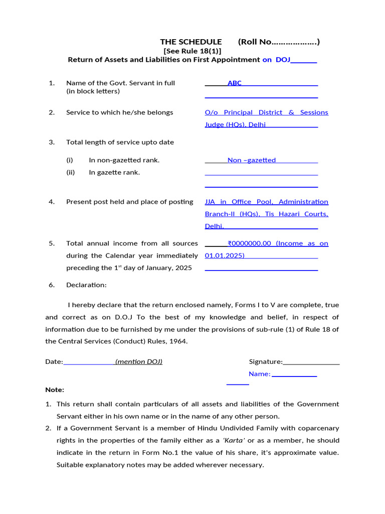 Government Servant Asset Declaration Form | PDF | Banks | Insurance