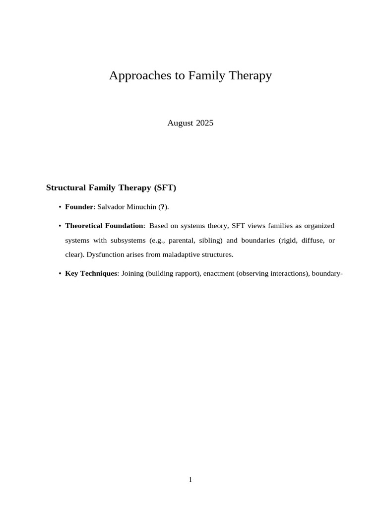 Family Therapy Approaches Explained | PDF | Family Therapy | Mental ...