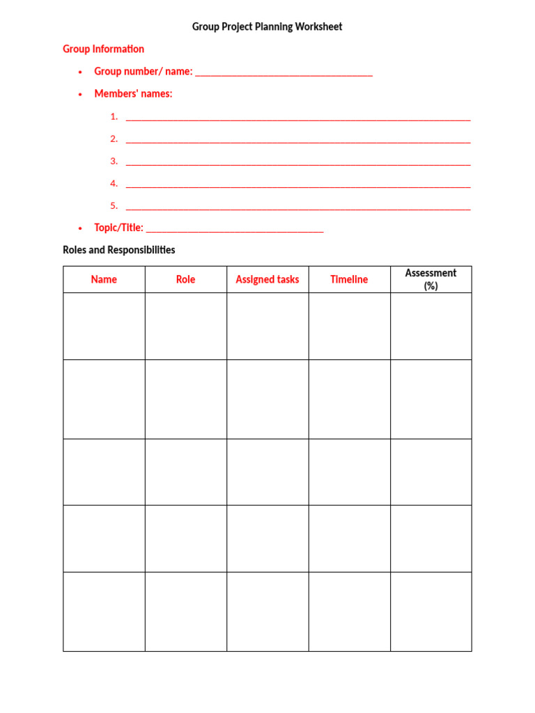 Group Project Planning Guide | PDF