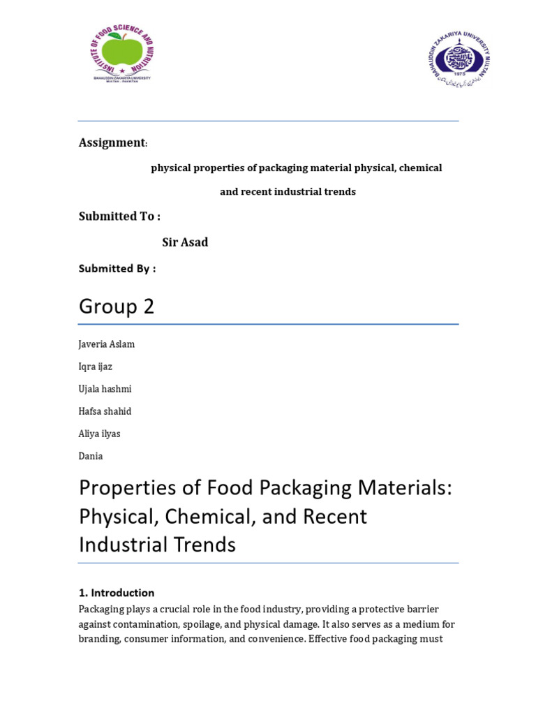 Food Packaging Materials: Properties & Trends | PDF | Plastic | Shelf Life