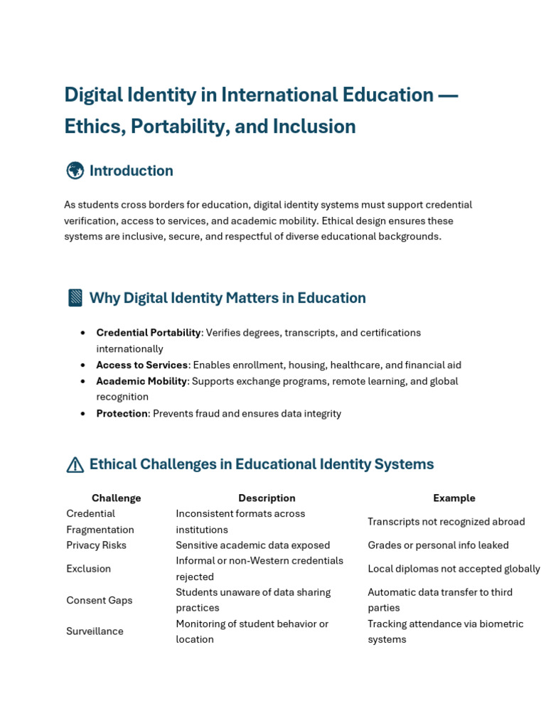 Ethical Digital Identity in Education | PDF | Credential | Privacy