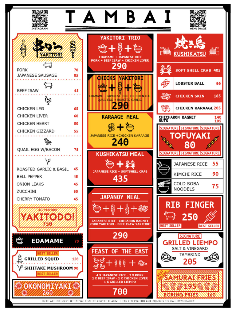 Tambai Restaurant Menu Overview | PDF | Cooking | Food And Drink ...