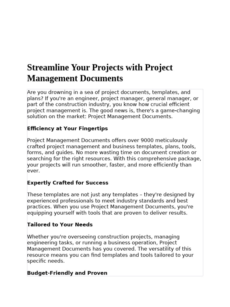 Streamline Your Projects With Project Management Documents | PDF