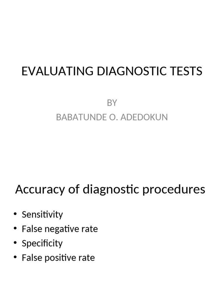 Evaluating Diagnostic Test Accuracy | PDF | Sensitivity And Specificity ...