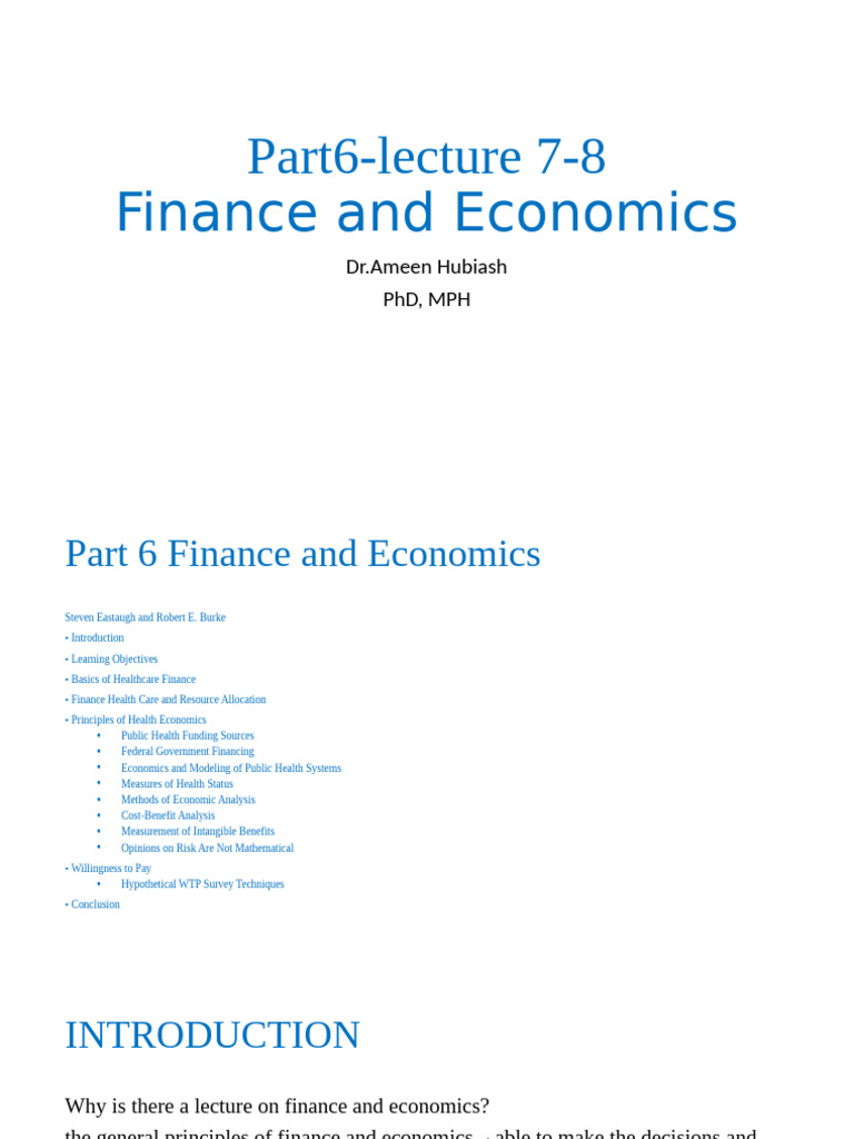 Finance and Economics | PDF | Cost–Benefit Analysis | Preventive Healthcare