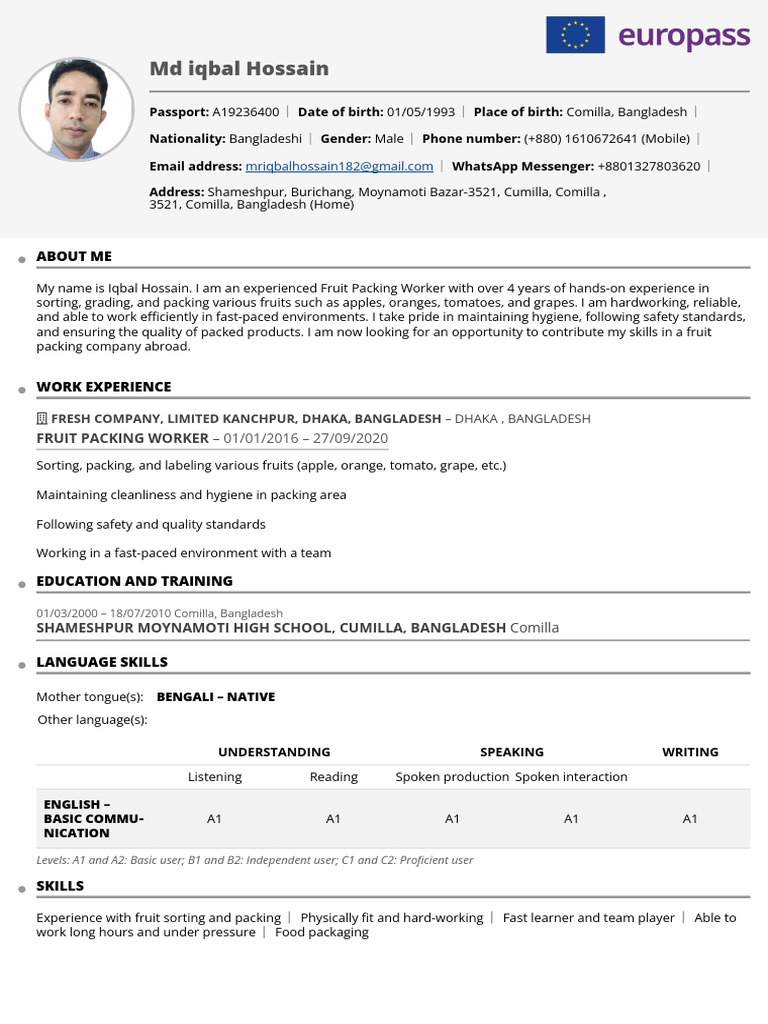 Fruit Packing CV | PDF