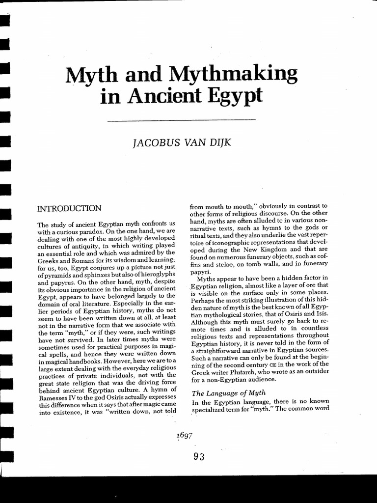 Van Dijk Myth and Mythmaking | PDF | Osiris | Horus