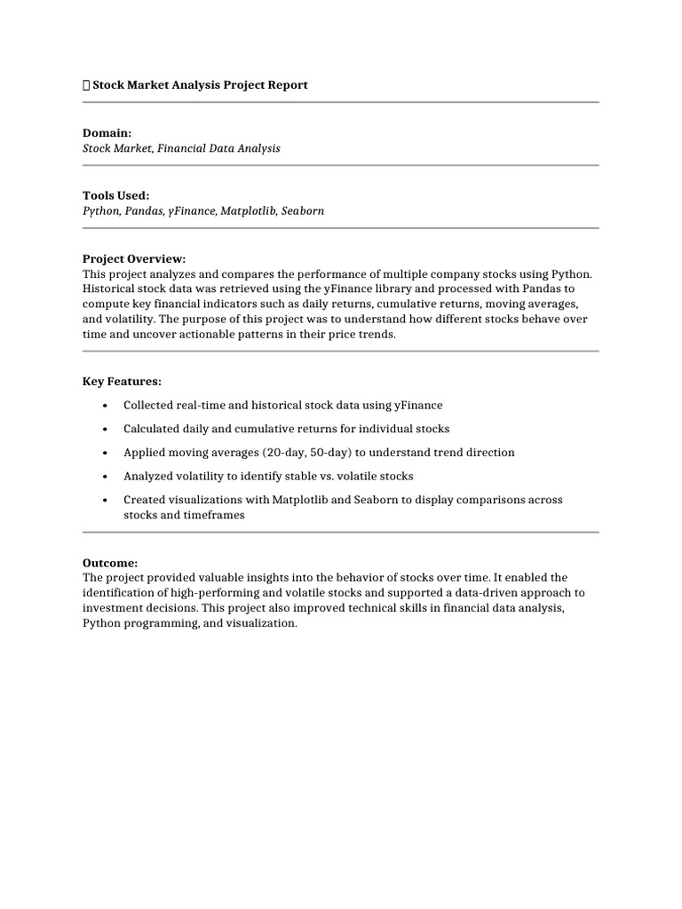 Stock Market Performance Analysis Report | PDF