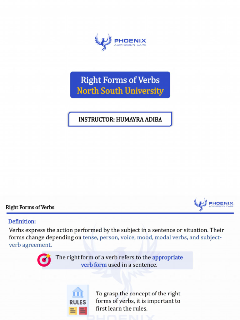 NSU53 Class 11 Slides Grammar 04 (r8 Form of Verb) | PDF