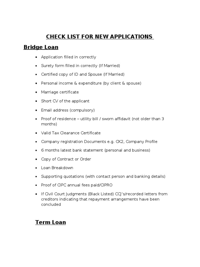 Check List For New Applications | PDF