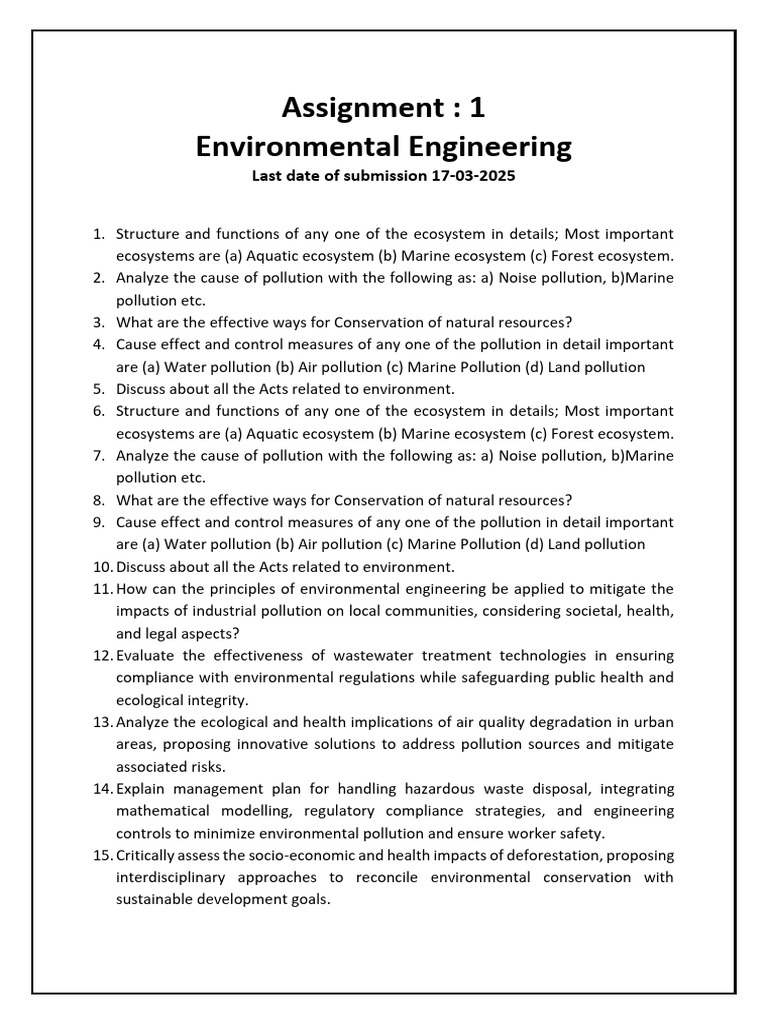 Environmental Engineering Assignment Guide | PDF