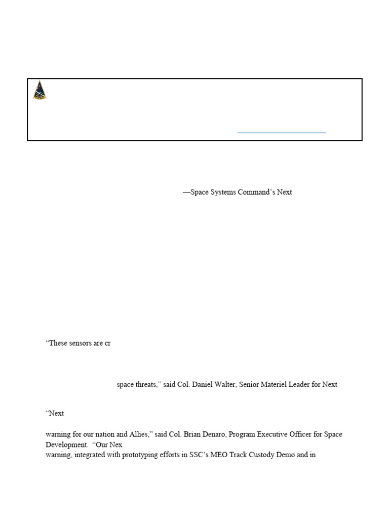 Next-Generation Overhead Persistent Infrared Program Selects Mission ...