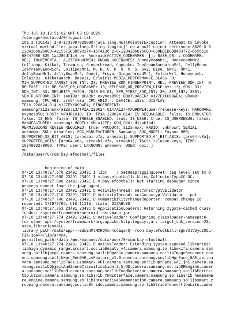 Android Logcat Error Analysis | PDF | Computer Engineering | Software