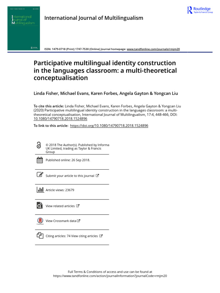 Multilingual Identity in Language Classrooms | PDF | Identity (Social ...