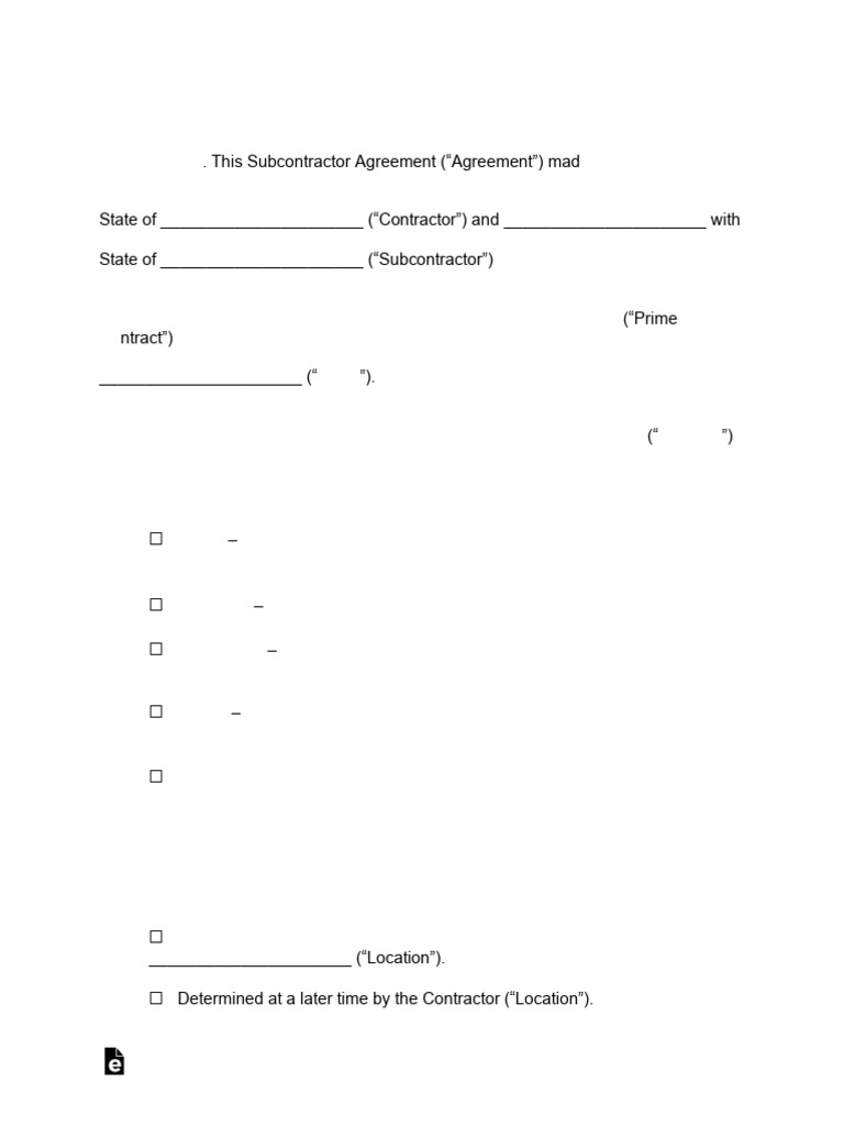 Subcontractor Agreement Template | PDF | Indemnity | Insurance