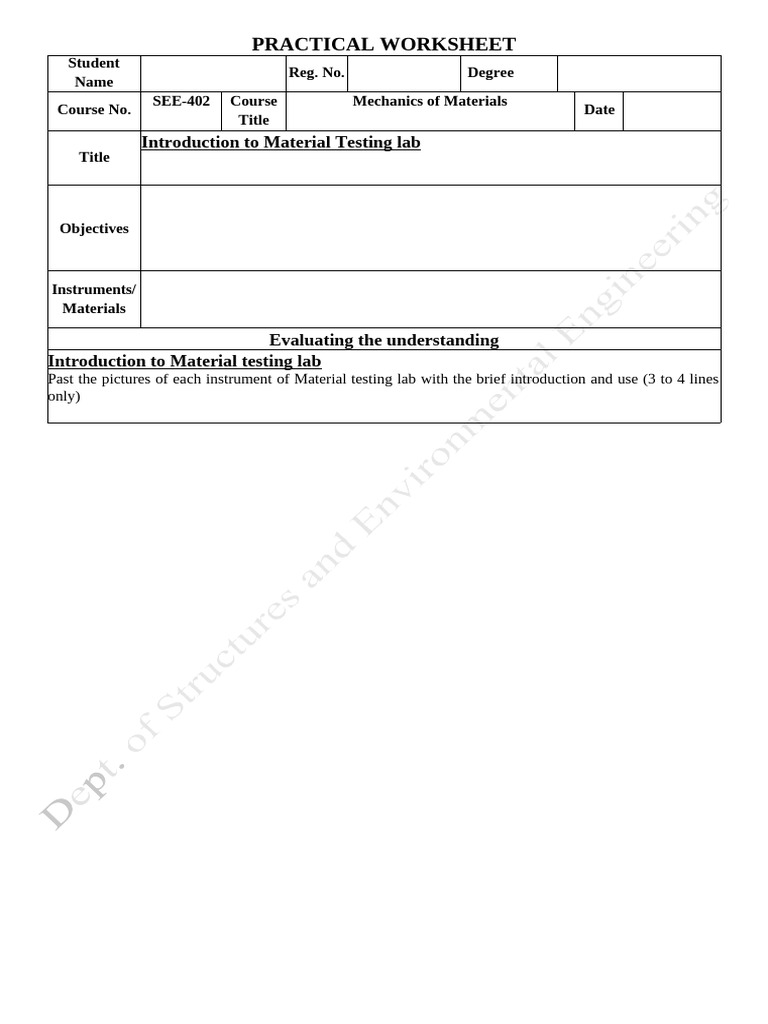 Material Testing Lab Overview | PDF