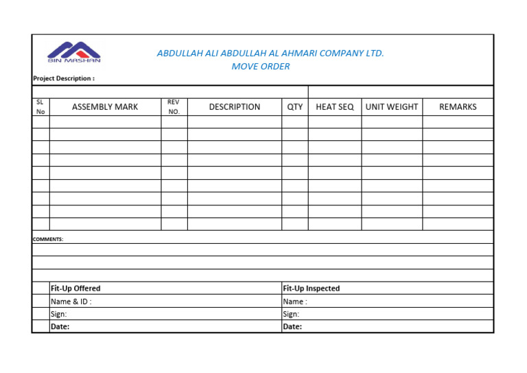 Move Order for Assembly Inspection | PDF