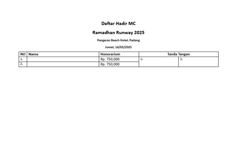 Daftar Hadir MC | PDF