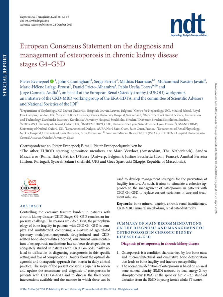 Osteoporosis Management in CKD G4-G5D | PDF | Osteoporosis | Chronic ...