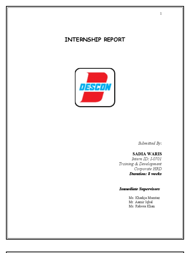 Internship Report Descon PDF Juris Doctor Employment
