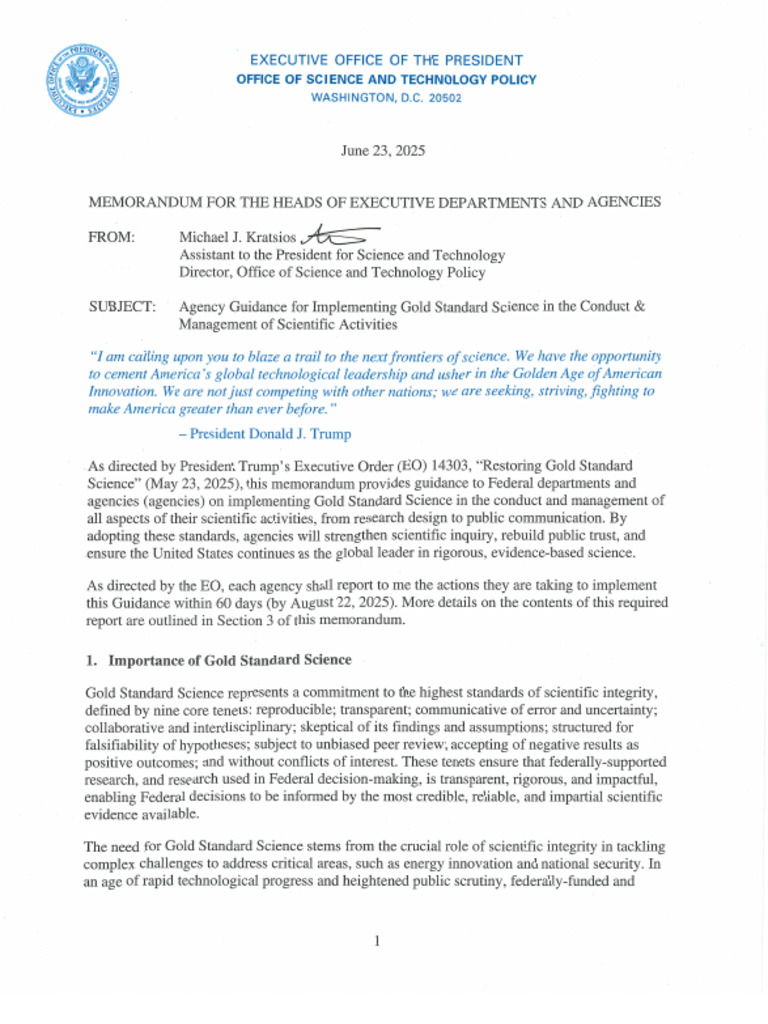 Gold Standard Science Guidance for Agencies | PDF | Falsifiability ...