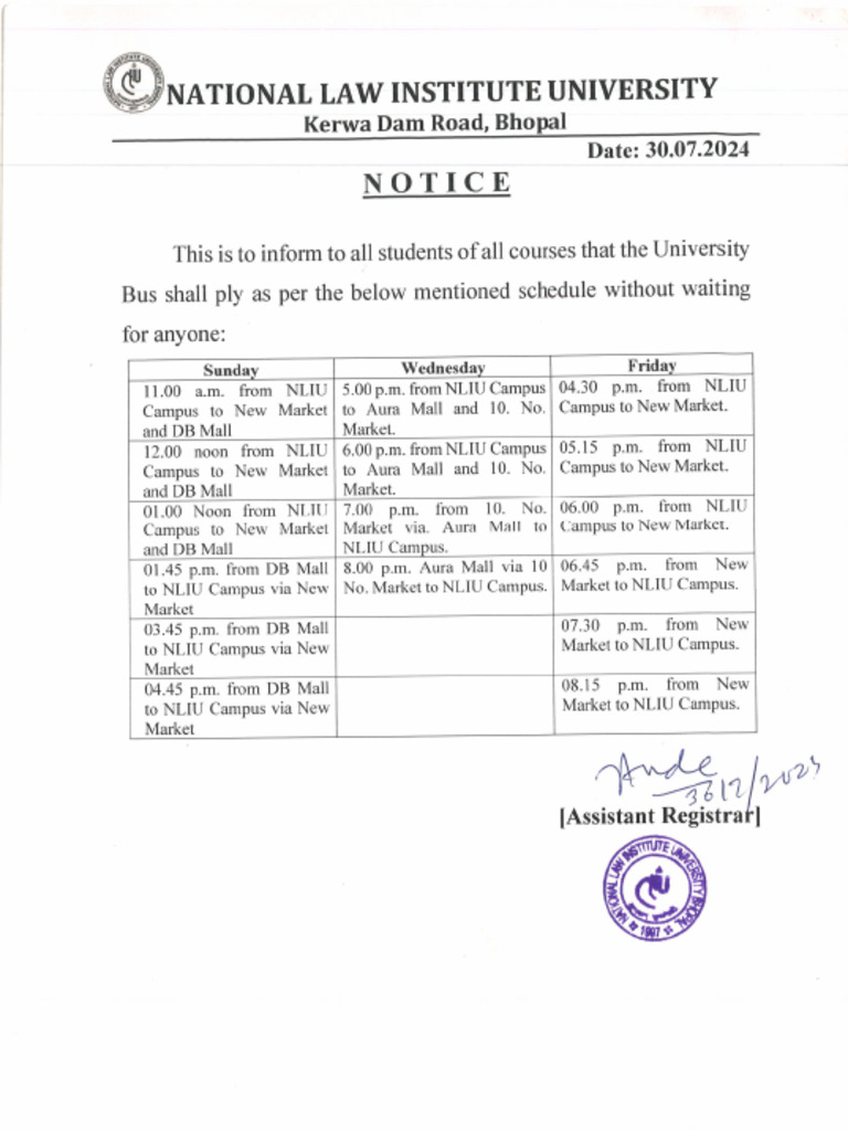 Bus Timing Notice | PDF