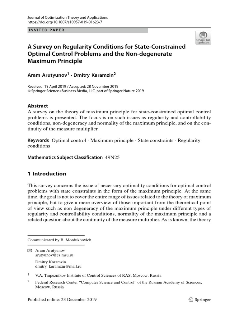 10.1007@s10957 019 01623 7 | PDF | Mathematical Optimization | Optimal ...